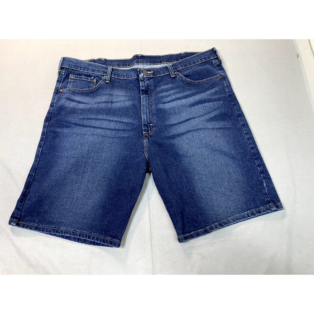 Wrangler Jean Shorts 42 waist 9" inseam Men Dark Blue whiskering